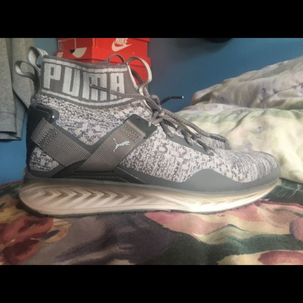 IGNITE evoKNIT Grey & White puma Shoes